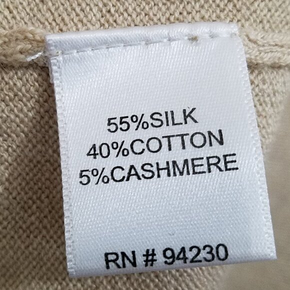 Paul Fredrick Men’s Polo Sweater –Size XL –Beige –Silk, Cashmere & Cotton Blend - Picture 14 of 14